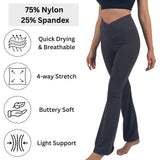 Alpine Swiss Leila Womens Flare Leggings Crossover High Waist Bootcut Yoga Pants – Gray