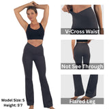 Alpine Swiss Leila Womens Flare Leggings Crossover High Waist Bootcut Yoga Pants – Gray