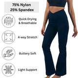 Alpine Swiss Leila Womens Flare Leggings Crossover High Waist Bootcut Yoga Pants – Navy