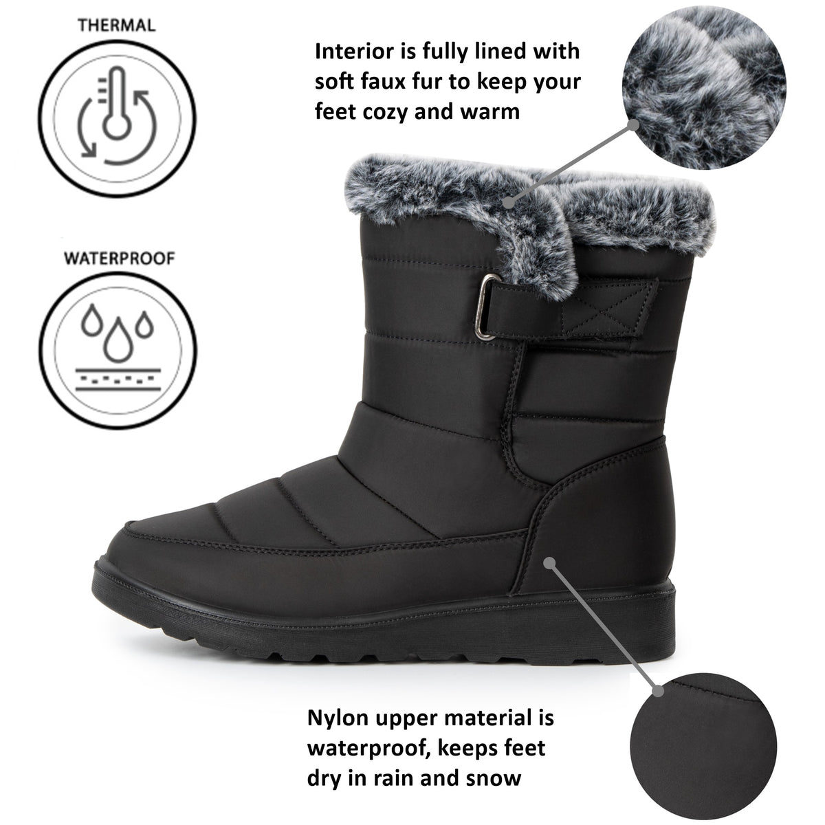 Alpine Swiss Lexie Women’s Snow Boots – Black