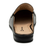 Alpine Swiss Linda Womens Leather Mule Loafers Slip On Penny Loafer Flats Slides – Black Leather