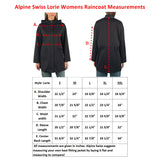 Alpine Swiss Lorie Womens Rain Jacket Removable Hood Long Rain Coat Trench Coat – Black