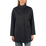 Alpine Swiss Lorie Womens Rain Jacket Removable Hood Long Rain Coat Trench Coat – Black