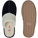 Alpine Swiss Womens Genuine Suede Memory Foam Scuff Slippers Slip On House Shoes – Black