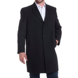 Alpine Swiss Luke Mens Wool Blend Overcoat Single Breasted Coat Tailored Topcoat – Black