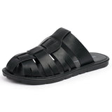 Alpine Swiss Marlin Mens Fisherman Slide Sandals Vegan Leather Dressy Sandals – Black
