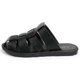 Alpine Swiss Marlin Mens Fisherman Slide Sandals Vegan Leather Dressy Sandals – Black