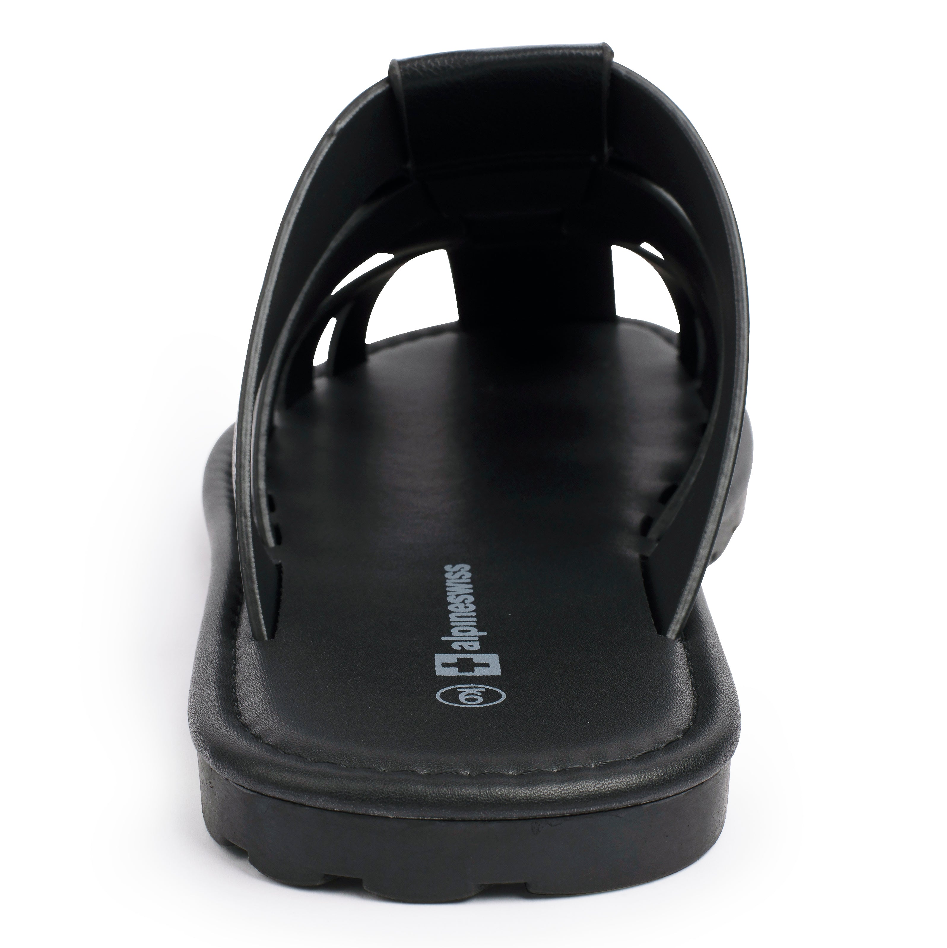 のり SLIPPER 新品 レザー ブラック Alpine Swiss Marlin Mens Fisherman Sandals | Vegan Leather Dressy