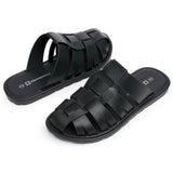 Alpine Swiss Marlin Mens Fisherman Slide Sandals Vegan Leather Dressy Sandals – Black