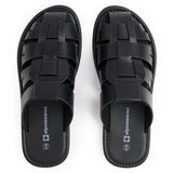 Alpine Swiss Marlin Mens Fisherman Slide Sandals Vegan Leather Dressy Sandals – Black