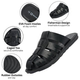 Alpine Swiss Marlin Mens Fisherman Slide Sandals Vegan Leather Dressy Sandals – Black