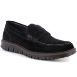 Alpine Swiss Mateo Mens Suede Penny Loafers Italian Dress Casual Slip On Shoes – Black