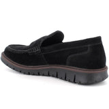 Alpine Swiss Mateo Mens Suede Penny Loafers Italian Dress Casual Slip On Shoes – Black