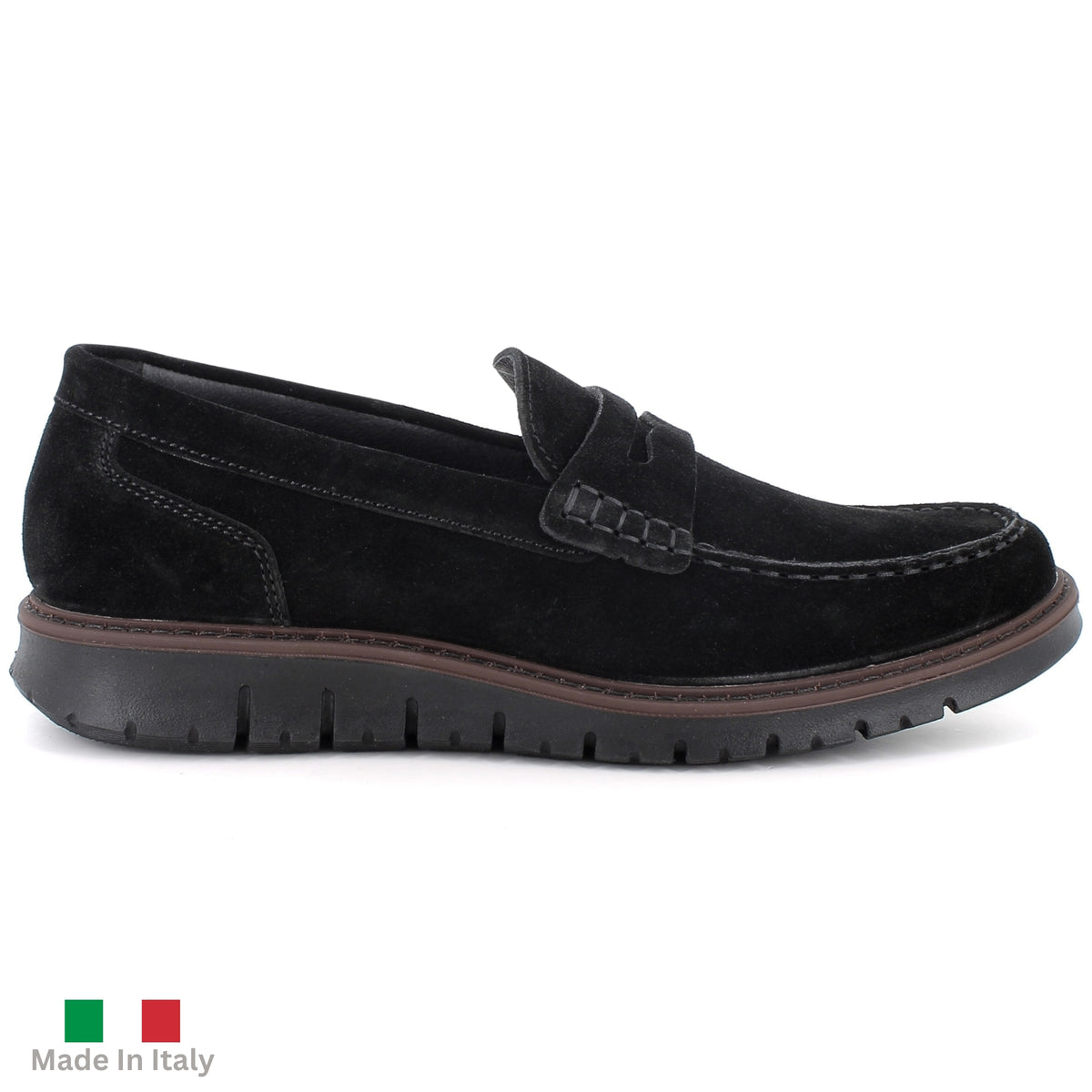 Alpine Swiss Mateo Mens Suede Penny Loafers Italian Dress Casual Slip On Shoes – Black