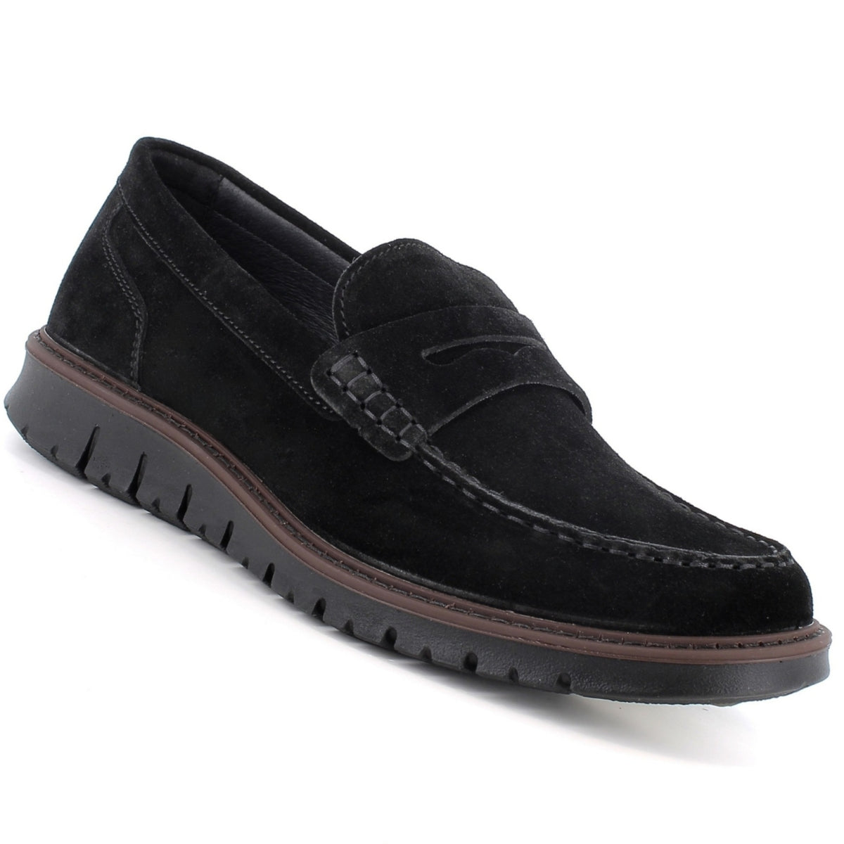 Alpine Swiss Mateo Mens Suede Penny Loafers Italian Dress Casual Slip On Shoes – Black