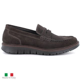 Alpine Swiss Mateo Mens Suede Penny Loafers Italian Dress Casual Slip On Shoes – Brown