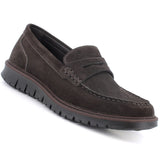 Alpine Swiss Mateo Mens Suede Penny Loafers Italian Dress Casual Slip On Shoes – Brown