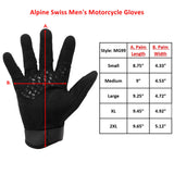 Alpine Swiss Mens Motorcycle Riding Gloves Touchscreen Outdoor Gloves with – Black