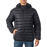 Alpine Swiss Mens Light Puffer Jacket Removable Hood Milo Winter Coat Packable – Black