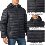 Alpine Swiss Mens Light Puffer Jacket Removable Hood Milo Winter Coat Packable – Black