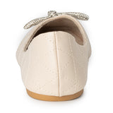 Alpine Swiss Myla Womens Ballet Flats Square Toe Rhinestone Bow Dressy Shoes – Cream