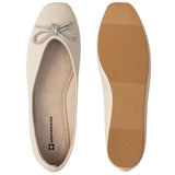 Alpine Swiss Myla Womens Ballet Flats Square Toe Rhinestone Bow Dressy Shoes – Cream