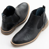 Alpine Swiss Mens Nash Chelsea Boots Snakeskin Ankle Boot Genuine Leather Lined – Black