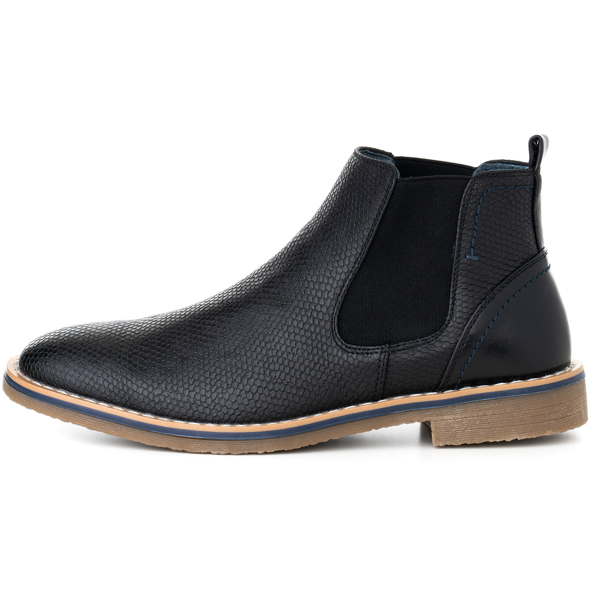 Alpine Swiss Mens Nash Chelsea Boots Snakeskin Ankle Boot Genuine Leather Lined – Black