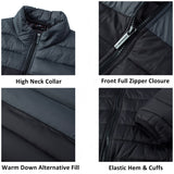 Alpine Swiss Niko Men’s Puffer Jacket Warm Down Alternative Insulated Coat – Black Gray