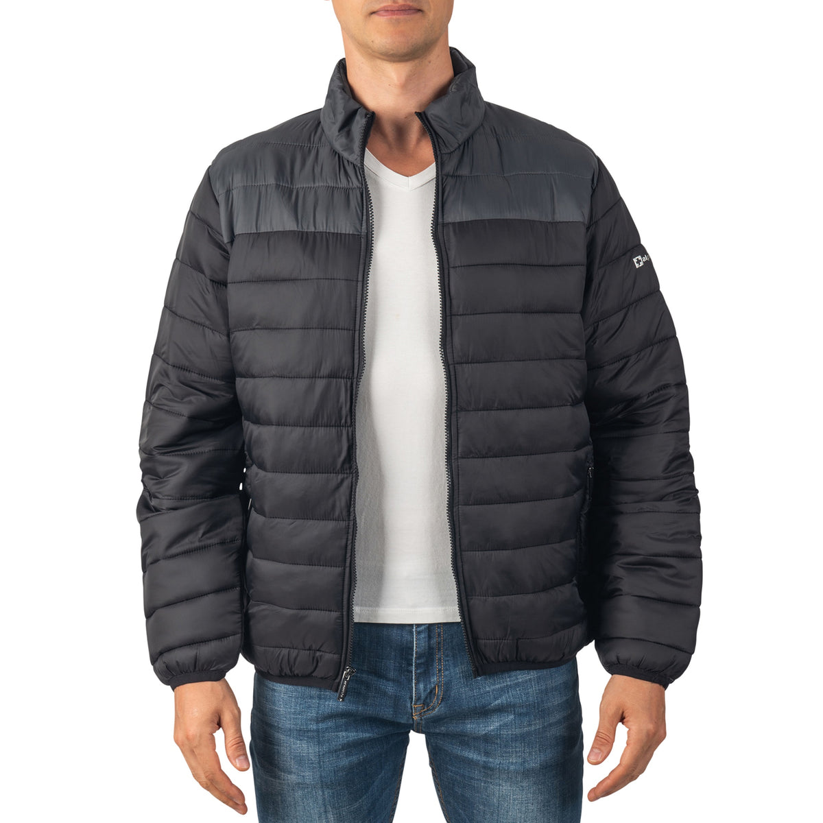 Alpine Swiss Niko Men’s Puffer Jacket Warm Down Alternative Insulated Coat – Black Gray