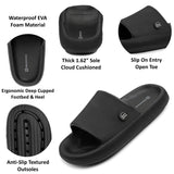 Alpine Swiss Omar Mens Slides Pillow Slippers Ultra Cushioned Cloud Slide Sandal – Black