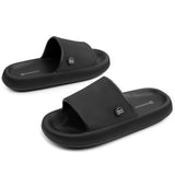 Alpine Swiss Omar Mens Slides Pillow Slippers Ultra Cushioned Cloud Slide Sandal – Black