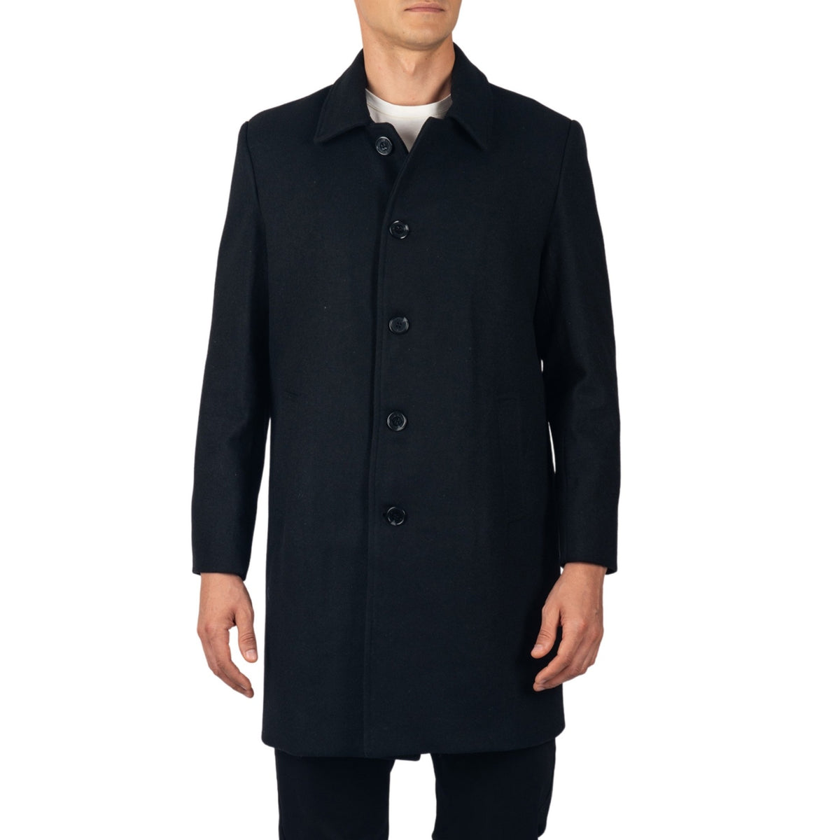 Alpine Swiss Orson Mens Wool Blend Top Coat Winter Car Coat Long Tailored Jacket – Black