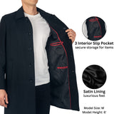 Alpine Swiss Orson Mens Wool Blend Top Coat Winter Car Coat Long Tailored Jacket – Black