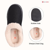 Alpine Swiss Mens Memory Foam Clog Slippers Fleece Fuzzy Slip On House Shoes – Black