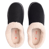 Alpine Swiss Mens Memory Foam Clog Slippers Fleece Fuzzy Slip On House Shoes – Black