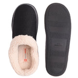 Alpine Swiss Mens Memory Foam Clog Slippers Fleece Fuzzy Slip On House Shoes – Black