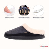Alpine Swiss Mens Memory Foam Clog Slippers Fleece Fuzzy Slip On House Shoes – Gray
