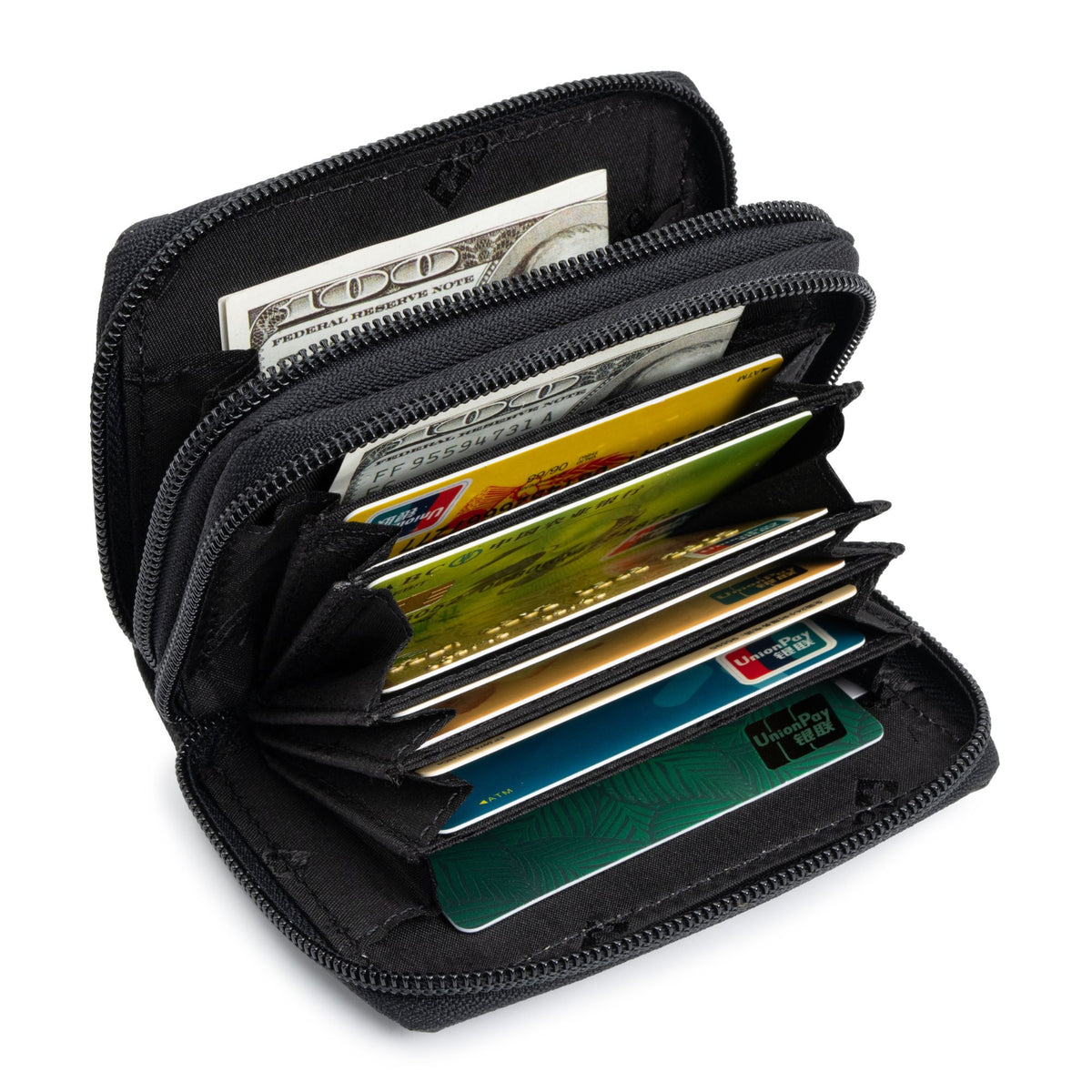 Alpine Swiss Womens Accordion Organizer Wallet Leather Credit Card Case ID – Black