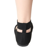 Alpine Swiss Peony Ballet Flats Shoes For Women Elastic Ankle Strap Flats Round – Black