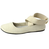 Alpine Swiss Peony Ballet Flats Shoes For Women Elastic Ankle Strap Flats Round – Cream