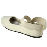Alpine Swiss Peony Ballet Flats Shoes For Women Elastic Ankle Strap Flats Round – Cream