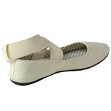 Alpine Swiss Peony Ballet Flats Shoes For Women Elastic Ankle Strap Flats Round – Cream