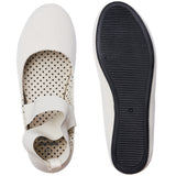 Alpine Swiss Peony Ballet Flats Shoes For Women Elastic Ankle Strap Flats Round – Cream