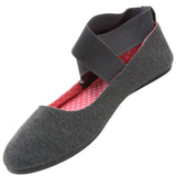 Alpine Swiss Peony Ballet Flats Shoes For Women Elastic Ankle Strap Flats Round – Gray