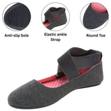 Alpine Swiss Peony Ballet Flats Shoes For Women Elastic Ankle Strap Flats Round – Gray