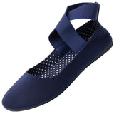 Alpine Swiss Peony Ballet Flats Shoes For Women Elastic Ankle Strap Flats Round – Navy