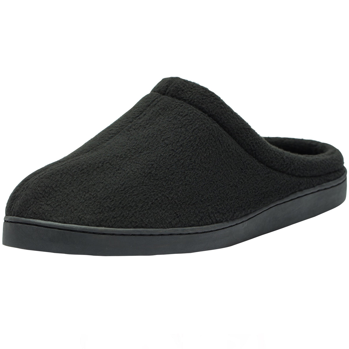 Alpine Swiss Wide Mens Fleece Clog Slippers – Black