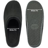 Alpine Swiss Wide Mens Fleece Clog Slippers – Black
