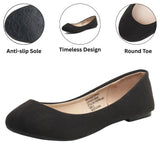 Alpine Swiss Pierina Womens Classic Round Toe Ballet Flats Work Slip On Shoes – Black Micro-Suede